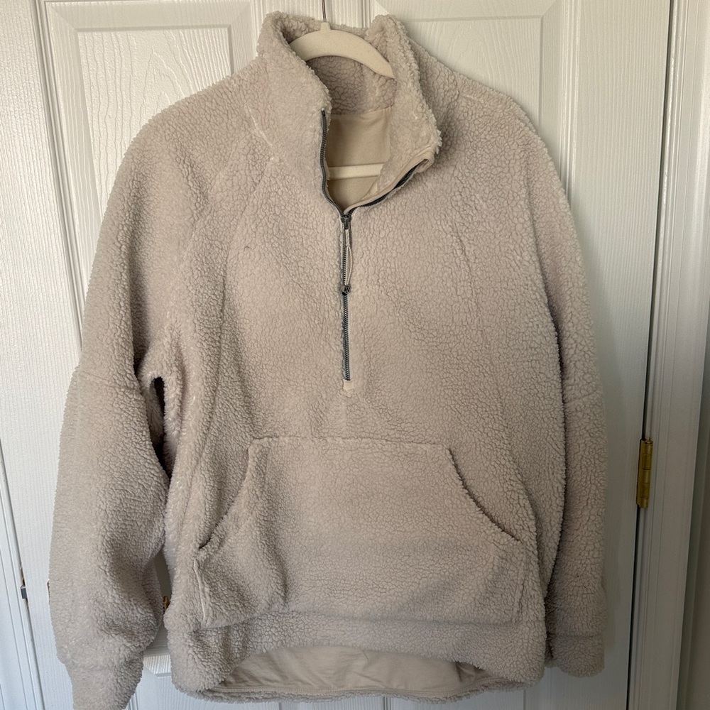 Lululemon Athletica Cream Sherpa Quarter-Zip Hoodie